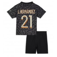 Camisa de Futebol Paris Saint-Germain Lucas Hernandez #21 Equipamento Alternativo Infantil 2023-24 Manga Curta (+ Calças curtas)